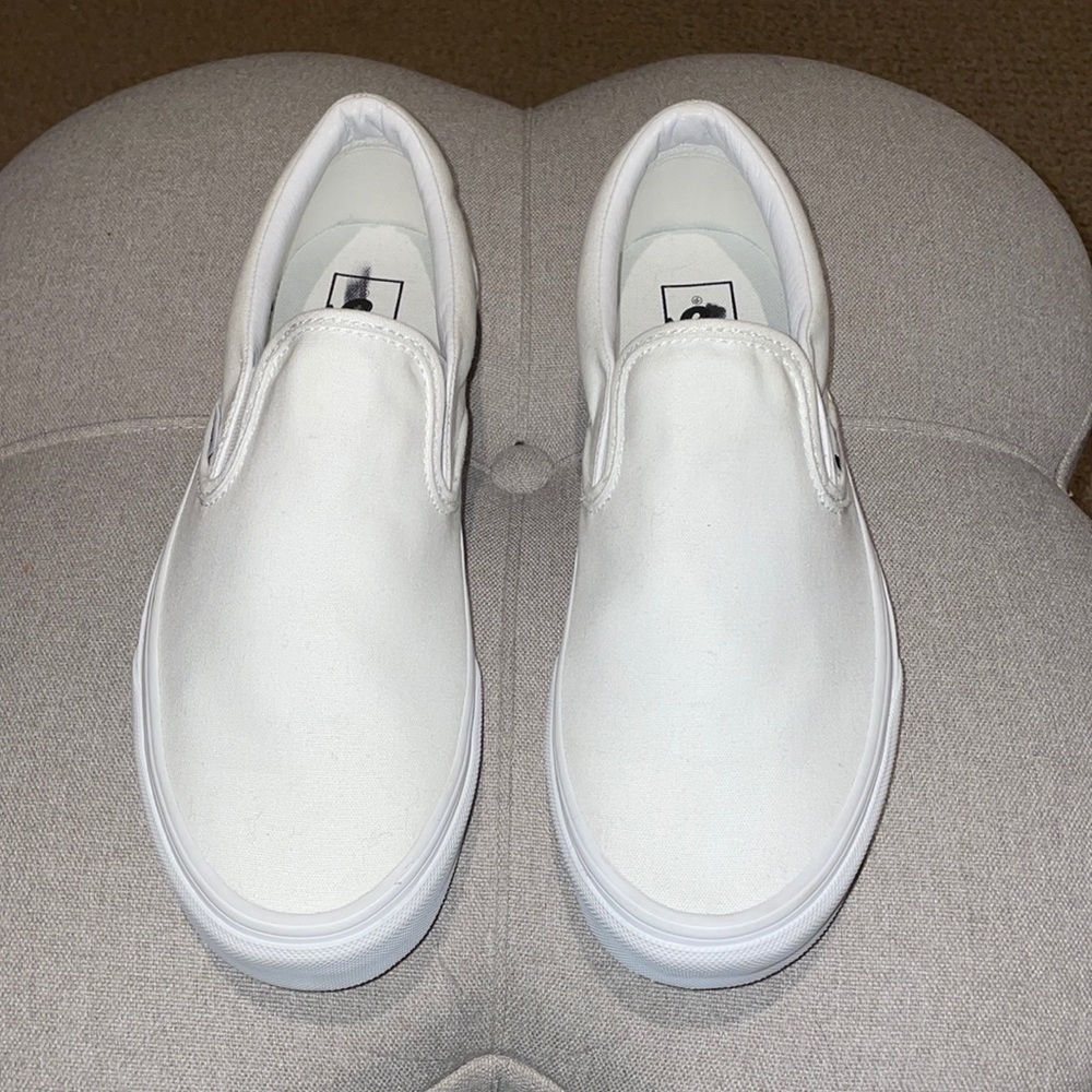 BRAND NEW WHITE SLIP ON VANS